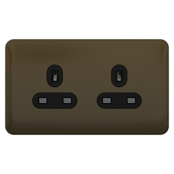 Schneider LSD 2G 13A Unswitched Socket Black Insert Mocha Bronze - GGBL3060BMBS