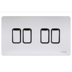 Schneider USFP 16AX 4G 2W Switched Black Insert - Polished Chrome - GU1442BPC