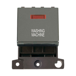Click Scolmore MiniGrid 20A Double-Pole Ingot & Neon Washing Machine Switch Black Nickel - MD023BN-WM