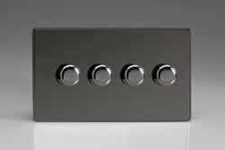 Varilight 4 Gang 2 Way Push On/Off Rotary LED Dimmer 4 x 0 120W (1 10 LEDs) (Twin Plate) - JDiDP254S