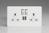 Varilight 2-Gang 13A Single Pole Switched Socket with Metal Rockers with 2x5V DC 2100mA USB Charging Ports - XDQ5U2SWS