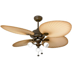 Fantasia Palm Combi 52inch. Outdoor Fan Ceiling Fan with Brown Blade & Light - Chocolate Brown - 114871
