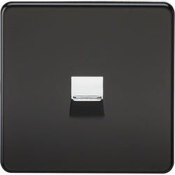 Knightsbridge Screwless Telephone Master Socket -Matt Black with Chrome Shutter - SF7300MB
