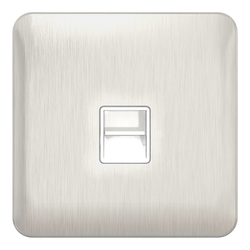 Schneider LSD Data Telephone Single BT Master White Insert Stainless Steel - GGBL7061WSS