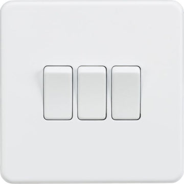 Knightsbridge Screwless 10AX 3G 2-Way Switch - Matt White - SF4000MW