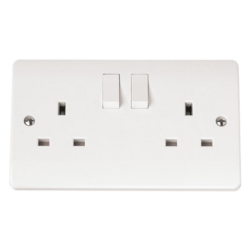 Click Scolmore Mode 13A 2 Gang Double Pole Plug Socket Polar White - CMA036