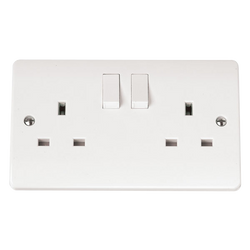 Click Scolmore Mode 13A 2 Gang Double Pole Plug Socket Polar White - CMA036