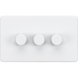 Knightsbridge Screwless 3G 2-way 10-200W (5-150W LED) trailing edge dimmer - Matt White - SF2183MW