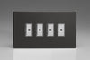 Varilight 4-Gang 1-Way V-Pro Multi-Point Remote/Tactile Touch Control Master LED Dimmer 4 x 0-100W (1-10 LEDs) (Twin Plate) - JDLE104S