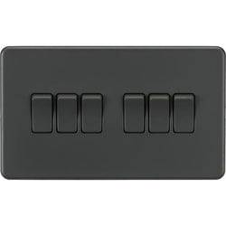 Knightsbridge Screwless 10AX 6G 2-Way Switch - Anthracite - SF4200AT