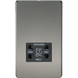 Knightsbridge Screwless 115V/230V Dual Voltage Shaver Socket - Black Nickel - SF8900BN