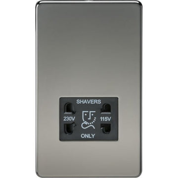 Knightsbridge Screwless 115V/230V Dual Voltage Shaver Socket - Black Nickel - SF8900BN