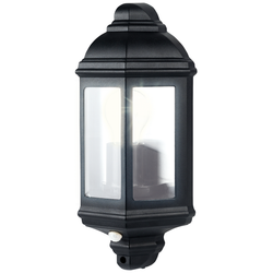 Luceco Coach 3 Panel Outdoor E27/GLS Wall Lantern with PIR - Black - LEXDCL3PB