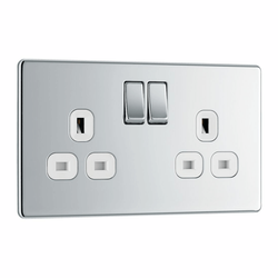 BG Flat Plate Polished Chrome 13A 2G Wh Ins, Skt - FPC22W