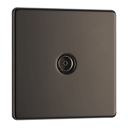 BG Screwless Flatplate Black Nickel Single Socket For Tv Or Fm Co-Axial Aerial Connection - FBN60