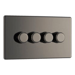 BG Screwless Flatplate Black Nickel Quadruple Intelligent Led Dimmer Switch, 2-Way Push On/Off - FBN84