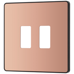 BG Evolve 2 Gang Grid Front Plate - Polished Copper (Black) - RPCDCP2B