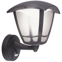 Luceco 8W Integrated LED Top Outdoor Wall Lantern with PIR - Black - LEXCL4B6B4P
