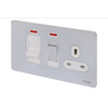 Schneider USFP 45A Cooker Switch With 13A Socket & Neon White Insert Polished Chrome - GU4401WPC
