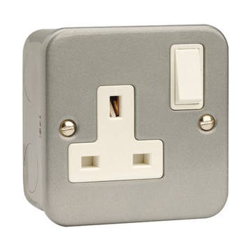 Click Scolmore Essentials Metal Clad 1 Gang Double Pole 13A Switched Socket (No K/O) - CL035B