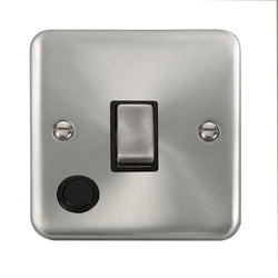 Click Scolmore Deco Plus Satin Chrome 2 Gang Switch 20A With Black Ingot - DPSC522BK