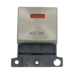 Click Scolmore MiniGrid 20A Double-Pole Ingot & Neon Hot Tap Switch Satin Chrome - MD023SC-HT