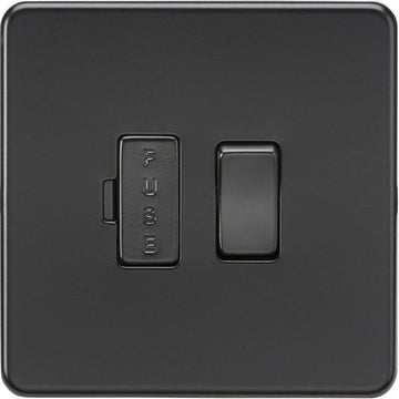 Knightsbridge Screwless 13A Switched Fused Spur Unit - Matt Black with black fuse cover - SF6300MBB