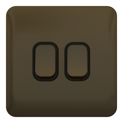 Schneider LSD 10AX 2G 2W Switch Black Insert - Mocha Bronze - GGBL1022BMB