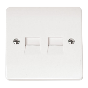 Click Scolmore Mode 45A 1 Gang Twin Telephone Socket White - CMA122
