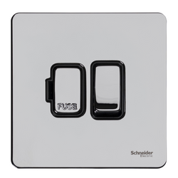 Schneider USFP 13A Switched Fused Spur Black Insert Polished Chrome - GU5410BPC
