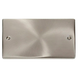 Click Scolmore Deco Satin Chrome 2 Gang Blank Plate  - VPSC061
