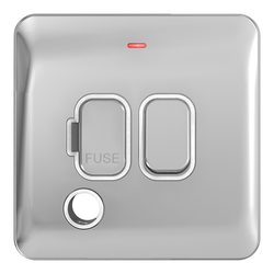 Schneider LSD 13A Double Pole Switched Fused Spur With Flex Outlet White Insert Polished Chrome - GGBL5013WPC