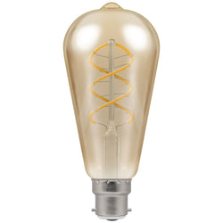Crompton LED ST64 BC B22 Spiral Filament Antique Bronze 6W - Extra Warm White