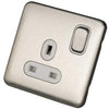 Schneider LSD 1G 13A Switched Socket White Insert Stainless Steel - GGBL3010WSS