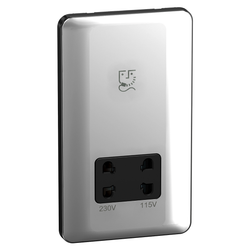 Schneider LSD Shaver Socket 115/230V Black Insert - Polished Chrome - GGBL7090BPCS