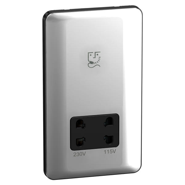 Schneider LSD Shaver Socket 115/230V Black Insert - Polished Chrome ...
