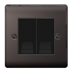 BG Nexus Metal Black Nickel Slave Telephone Socket - NBNBTS2