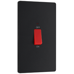 BG Evolve Matt Black 45A Large Plate 2-Pole Switch With LED Power Indicator - PCDMB72B