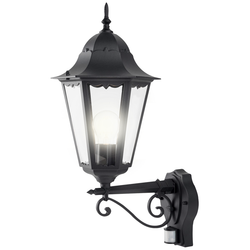 Luceco Coach 6 Panel Decorative Extended Outreach Outdoor E27/GLS Wall Lantern With PIR - Black - LEXDCL6PBLD